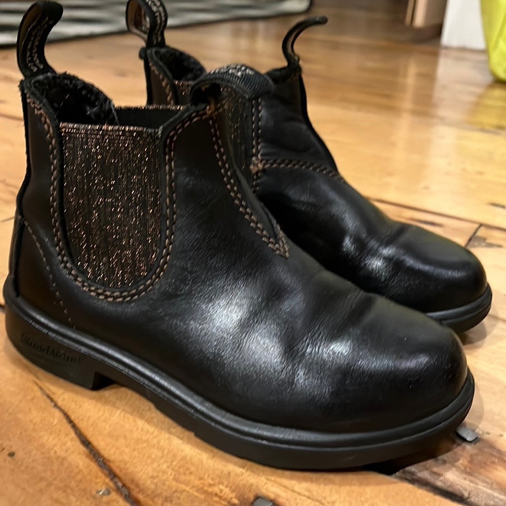 Blundstone BL 1992 Black Leather Bronze Glitter Chelsea Kids Boots